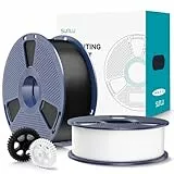 SUNLU PLA+2.0 Filament 1.75mm 2KG, Upgrade PLA Plus 3D Drucker Filament, Stärker und robuster, High Speed PLA+ Filament, Maßgenauigkeit +/-0.02mm, 1KG Spule, 2KG in Total, Schwarz+Weiß