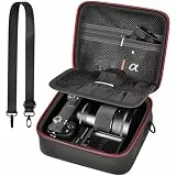 casmilee Kameratasche für Sony Alpha ZV-E10 Alpha a6400/ a6700/ a6100/ a6000/ a6600/ a6500 spiegellose Digitalkamera, harte Reisetasche mit Schultergurt für Objektiv & Zubehör (Schwarz, Medium)
