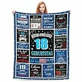 FestiKiva Geschenk zum 18. Geburtstag für Junge, Decke 150 x 130 cm Cool Wolldecke als Geburtstagsgeschenk für 18-Jährige, Dekoration für den 18. Geburtstag (18. Geburtstag-Blau)