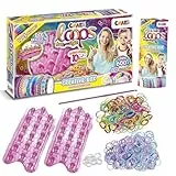 CRAZE LOOPS | Loom Bänder Kreativ Box mit 600 Gummibänder, Verschlüsse, Knüpfboards & Häkelnadel - Kinder Bastelset Halsketten, Ringe und Armbänder selber machen