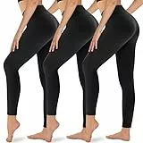 Gayhay 3er Pack Leggings Damen High Waist Sportleggings Blickdicht Sporthose für Sport Yoga Gym(Schwarz*3，L-XL)