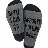 Blesser Chaussettes Coton, SI TU VOIS ÇA, APPORTE MOI Chaussettes Drôles Chaussettes Courtes Fantaisie Cadeaux Nouveauté pour Homme Femme Cadeau Papa