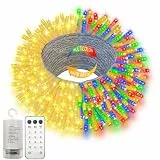 echosari Lichterkette mit Farbwechsel, 20 m, batteriebetrieben, 200 LED-Lichter mit Fernbedienung