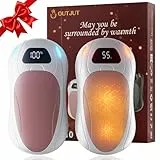 OUTJUT Elektrischer Handwärmer 2er-Pack, 12000 mAh Wiederaufladbarer Handwärmer mit Magnetischer Doppelseitiger Heizung und digitaler Temperatur- und Batteriestandsanzeige für Outdoor/Camping,W/R