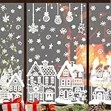 Fensterbilder Weihnachten HäUser, Selbstklebend Fensterdeko Weihnachten, Wiederverwendbare Weihnachts Fensterbilder, Groß Fenstersticker Weihnachten, Weihnachts Fensterdeko