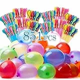 Betensh Wasserbomben Selbstschließend, 851 Stück Wasserballons, Bunt Wasserbombem, 60 Sekunden Schnellfüller, Wasser Bomben mit Wasserhahn Anschluss, Water Balloons für Kinder, Sommer
