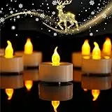 12 Stück Led Teelichter- Led Kerzen flackernde flamme,realistische elektrische flackernde batteriebetriebene kerzen mit warmem gelbem für Hochzeitsdekoration, Valentinstag, Halloween, Weihnachten