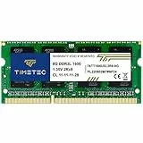 Timetec 8GB DDR3L-1600MHz PC3L-12800 / PC3-12800 (PC3L-12800S) Nicht-ECC ungepuffert 1,35 V/1,5 V CL11 2Rx8 Dual Rank 204 Pin SODIMM Laptop Notebook PC Computer Speicher RAM Modul Upgrade
