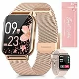 【Geschenkbox】Smartwatch Damen mit Telefonfunktion, 1.83' HD Armbanduhr Herzfrequenz Schlafmonitor Menstruationszyklus SpO2, IP68 Smart Watch mit 113+ Sportmodi Schrittzähler für iOS Android Roségold
