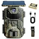 iZEEKER Solar Wildkamera 4K 30fps 48MP, Wildtierkamera mit 2600 mAh Akku, Wildkamera mit Bewegungsmelder Nachtsicht, Kein WLAN, IP66 Wasserdicht für Wildtierbeobachtung & Heim Sicherheit