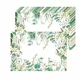 50 Stück Eukalyptus Papier Tischsets, Papier Tischsets goldene Blätter, Einweg Tischsets 40 x 28 cm, Dekorativ für Esstisch Küche Urlaub Party