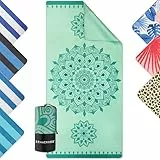 ZENACROSS Mikrofaser Strandtuch XXL - Strandhandtuch Groß 90x180 cm - Schnelltrocknendes Handtuch - Leichtes und Kompaktes - Badetuch Sandfrei - Türkisfarbenes Mandala