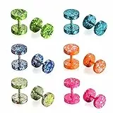 Aroncent Ohrringe Creolen Tunnel Ohrstecker: 6 Paare Herren Damen Ohrstecker Set Holz Hantel Ohr Piercing Türkis Ohr Ohrringe Edelstahl Ohrringe klassische Runde Design Unisex