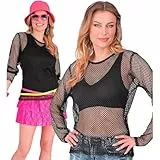 W WIDMANN MILANO Party Fashion - Netzoberteil für Damen, Netzshirt, neon T-Shirt für Festival und Karneval