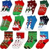 Toyvian Weihnachts-Adventskalender 2022, 12 Tage Weihnachten Baumwollsocken Weihnachts-Countdown-Kalender für Frauen Männer Jungen Mädchen