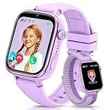 SWGOTA Smartwatch Kinder mit GPS und Telefon, Kinder Smartwatch mit GPS Schulmodus, Kids Smart Watch mit Voice Chat SMS, lP68 Wasserdicht Schrittzähler Wecker SOS (Lila)