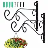 Zocipro 2 Stück Blumenampel Halterung Metall, Robuste Haken für Blumenampel Schwarz, Elegant Einfach Blumenampelhalter Wandhalter, Geeignet für Gartendekoration, Blumentöpfe, Lichterkette