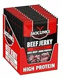 Jack Links Beef Jerky Original – 12er Pack (12 x 60g) – Trockenfleisch Eiweiß Snacks - High Protein Snack für Gym, Fitness, Outdoor - American Food für Menschen - Dörrfleisch Chips aus Rind Fleisch