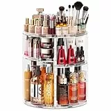 Auxmir Make Up Organizer, Schminktisch Organizer, 360° Drehung Kosmetische Aufbewahrungsbox, Kosmetik Organizer für Lippenstift Makeup Brush Eyeliner Nagelgel, Geeignet als Geschenk, Transparent