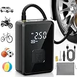 Oasser Elektrische Luftpumpe 150PSI Fahrradpumpe Akku Luftpumpe Tragbarer mit LED Licht für Auto Motorrad Fahrrad Ball Reise Camping