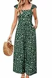 LAISHEN Jumpsuit Damen Elegant Sommer Rüschen Ärmellos Festlich Hochzeit Lang Overall Weites Bein Outfits mit Taschen (Floral-D,XL)