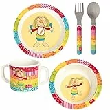 Sigikid Melamin Geschirr-Set Hase Rainbow Rabbit Taufgeschenk 4-teilig I inkl. Geschenktüte