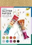 folia 880409 - Glitterpapier BASIC, 24 x 34 cm, 10 Bogen in 10 glitzernden Farben, Papierstärke 160 g/m²