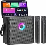 Ikarao Karaoke-Maschine für Erwachsene, mit Songtext-Display, 32 GB Karaoke-Tablet, 2 kabellose Mikrofone, Karaoke-Lautsprecher mit Autotune EQ, Connect TV, tragbares Karaoke-System für Zuhause im
