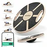 Vesta+ Balance Board Holz + Fitness App, Balanceboard aus nachhaltigem Eichenholz, Wackelbrett Balance Board, Therapiekreisel