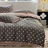Nayoroom Bettwäsche 135x200 Rosa Schwarz Herzen Herz Muster Wende Bettwäsche Set Microfaser 2teilig, Modern Aesthetic Herzchen Bettbezug und 1 Kissenbezug 80x80 cm mit Reißverschluss