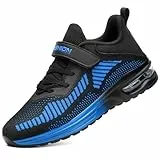 ASHION Jungen Mädchen Sneaker Walkingschuhe Weich Flexibel Stabil Fitnessschuhe Hallenschuhe für Kinder,Schwarzblau,33 EU