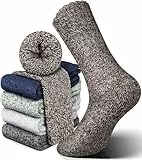 Reamphy Merino Herren Socken Wandersocken Thermosocken, 5 Paar Outdoor Warme Dicke Wollsocken Merinowolle Wintersocken 47-50