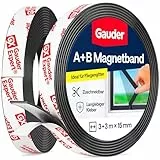 GAUDER A+B Magnetband für Fliegengitter & Moskitonetze - Selbstklebende Magnetstreifen mit starker gegenseitiger Anziehung - Magnetklebeband mit Gegenstück & starkem Kleber (3+3 m)