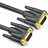 deleyCON 2m VGA Kabel 15-polig - S-VGA Monitorkabel D-Sub-Stecker 1080p Full HD 3-fach geschirmt Knickschutz vergoldete Kontakte - Schwarz