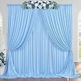 Faltenfreier Hintergrund für Partys, Polyester, Blau, Fotohintergrund, Vorhänge, 2 Paneele, 1,5 x 3 m, für Hochzeit, Party, Fotografie, Hintergrund, Babyparty, Geburtstagsdekoration, 3 x 3 m