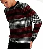 Leif Nelson Strickpullover Herren Rundhals (Schwarz, Größe L) - Dünner Männer Strick Pullover für Winter & Sommer - Coole Crewneck Männer Pullover