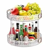 Figarge 2-Stöckiges Stehend Organizer Drehbar, Clear Abnehmbar, 360° Drehbar Kühlschrank Organizer, Drehscheibe Küche，Eckregal Küche Gewürzregal für Vorratsdosen und Gewürze Kosmetik (2)