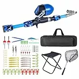 doorslay Angelset Kinder, Tragbares Angelset für Kinder, Teleskop Angelrute Angelrolle und Köder Set, 1.8m Kinder-Angelruten, Angelrute Set Kinder mit Tragetasche