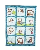 NICI Plüschdecke Eule Oscar 106x140cm blau - Kuscheldecke für Babys & Kinder - Flauschige Plüschdecke- Warme Decke für Mädchen & Jungen