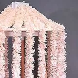 XAVSWRDE 10 Stück Künstliche Blumengirlande Rosa Kunstblumen Kirschblüten Girlande 60 Blütenblätter Künstliche Blumen Reben Girlande 100 cm Seidenblume Vine Flowers Plants für Hochzeit Zuhause Wand
