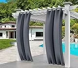 Comlax Outdoor Vorhang Wetterfest, Grau Vorhänge Balkon mit Öse Oben Unten Wasserdicht, Winddicht, Sichtschutz und Sonnenschutz für Veranda/Pavillons/Pergola/Gärten, 1 Stück