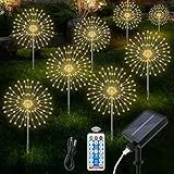 Aourow Solarlampen für Außen Garten,8er Pack Gartenleuchten Draußen mit 8 Beleuchtungsmodi und 4 Einstellbaren Helligkeitsstufen,Warmweiß Pusteblume Solar Gartenstecker für Garten Balkon Terrasse Deco