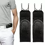 2 Stück Gürtel Ohne Schnalle, Unsichtbarer Elastischer Schnallenloser Gürtel Herren & Damen, Schwarz Buckle Less Belt mit Metallhaken, Verstellbar mit Klettverschluss für Alltag und Freizeit