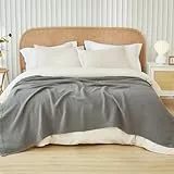 EMME Baumwolldecke in Kingsize für das Bett, weiche Musselin-Decke, 274 x 229 cm, leichte, atmungsaktive Schichtdecke, Bettüberwurf, Ganzjahres-Mull-Decke, Grau