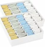 DIMJ Schrank Schubladen Organizer - 48 Fächer (2x24), 2er Set Unterwäsche Socken Organizer, Faltbare Ordnungssystem Kleiderschrank, Aufbewahrungsboxen Kleidung, für Drawer, Krawatten, Weiß