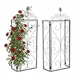Relaxdays Rankgitter, 2er Set, HBT: 112x40x20 cm, Metall, Rankkäfig für Kletterpflanzen, Garten, Rosenrankhilfe, schwarz