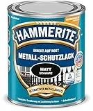 Hammerite Metallschutzlack Matt, 3in1- Rostschutz, Schwarz, 250 ml