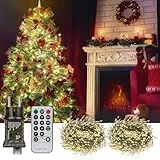 Diealles Shine Lichterkette Innen, 2 Stück 5M 300LED Lichterkette Innen mit Stecker, Warm Lichterkette mit Fernbedienung Timer, Lichterkette mit Schalter für Weihnachten Garten Balkon