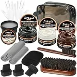 drtulz 15-teiliges Schuhcreme & Pflegeset, Schuhputzset Reinigungsset mit Rosshaarbürsten für Glattleder Lederschuhe, Schwarz, braun, Neutrales, sanfte Pflege Lederstiefel Männer und Frauen