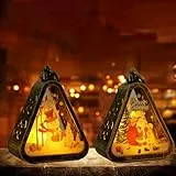 Laterne Weihnachten, 2 Stück Flammenlose Weihnachtskerzen, Vintage Weihnachtsdeko Laterne, Weihnachten LED Laterne, für Schlafzimmer Garten Balkon Kamins zum Tragen, Aufhängen oder als Tischdeko